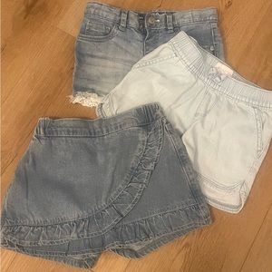 THREE pair of denim shorts/skort